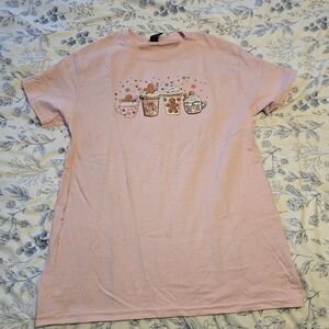 Gildan Pink Short Sleeve Tee with Festive Mug Design